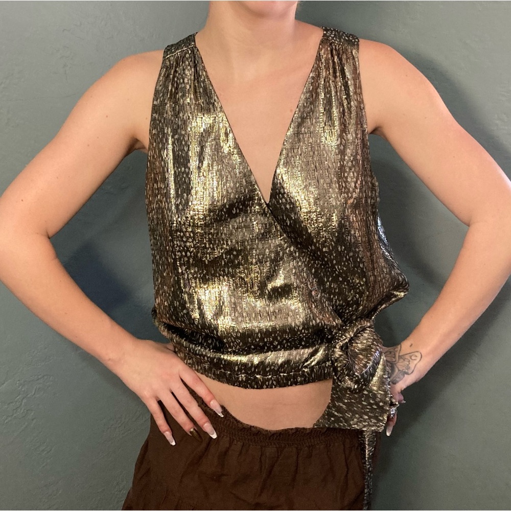 Ramy Brook Metallic Silk Tank Blouse Sz Small